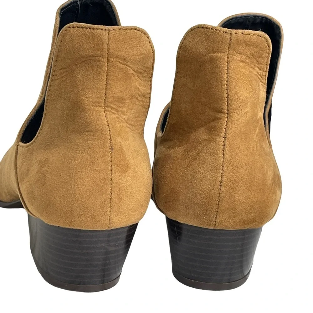 Zara Trafaluc Brown Cut Out Faux Suede Slip On Booties Size 37 US 6.5